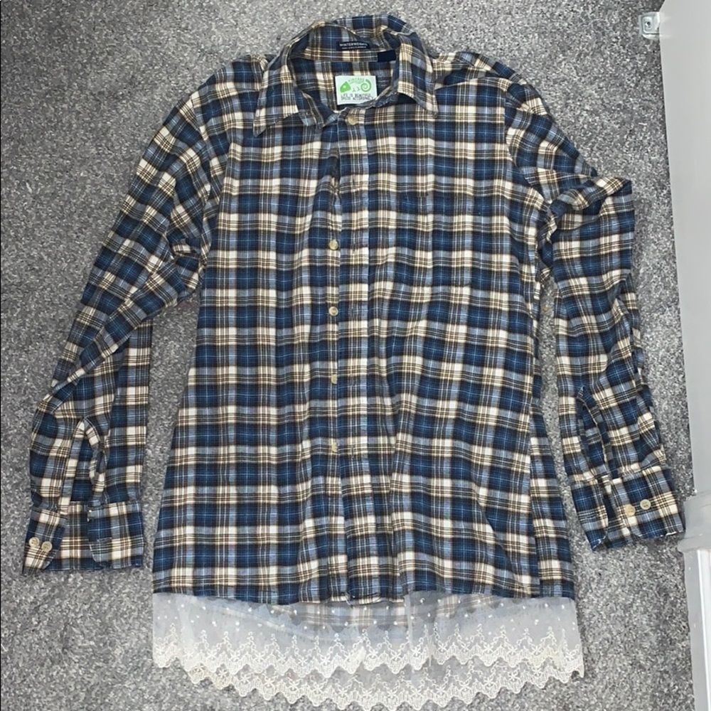 Blue and gold plaid button up TBD Z